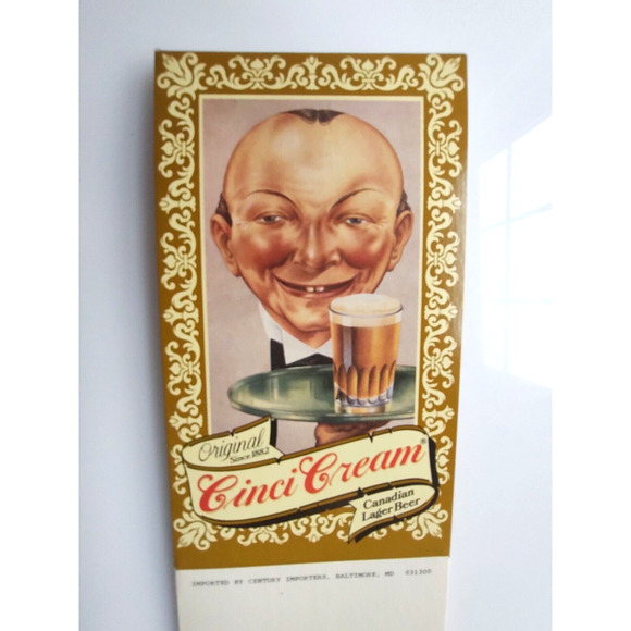 Cinci Cream Canadian Lager Beer Handsome Waiter Table Sign Advertising Vintage - Picture 1 of 4